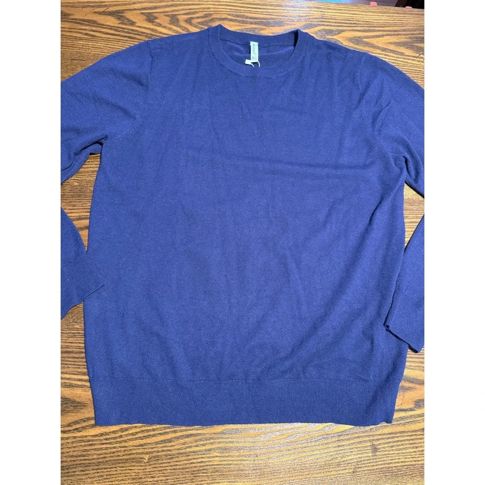 MLANM‎ Womens Navy Blue Crew Neck Long Sleeve Sweater Knit Top XL soft classic